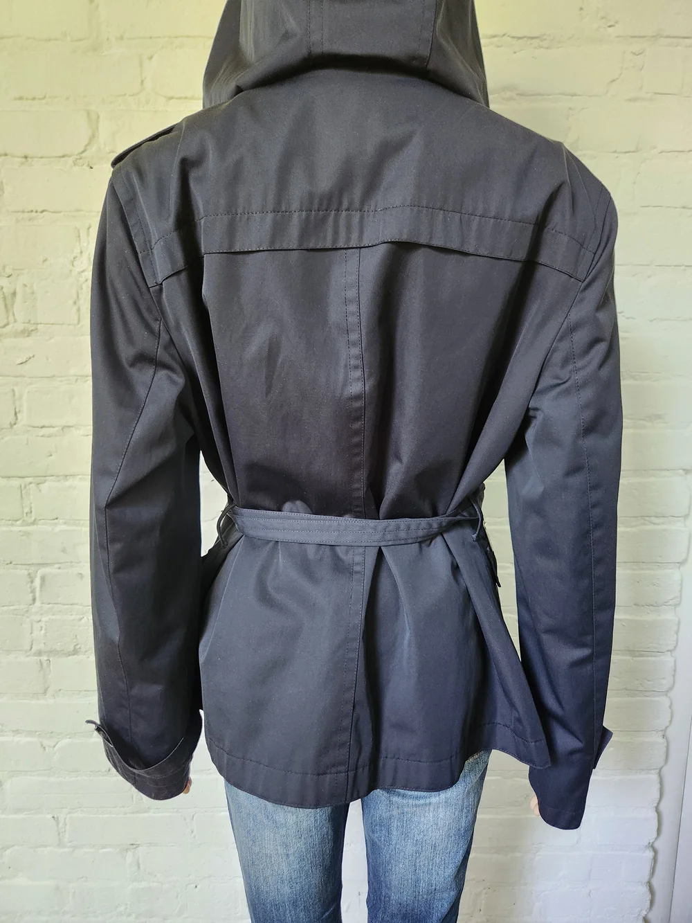 Michael Kors Black Hooded Utility Jacket with Belt